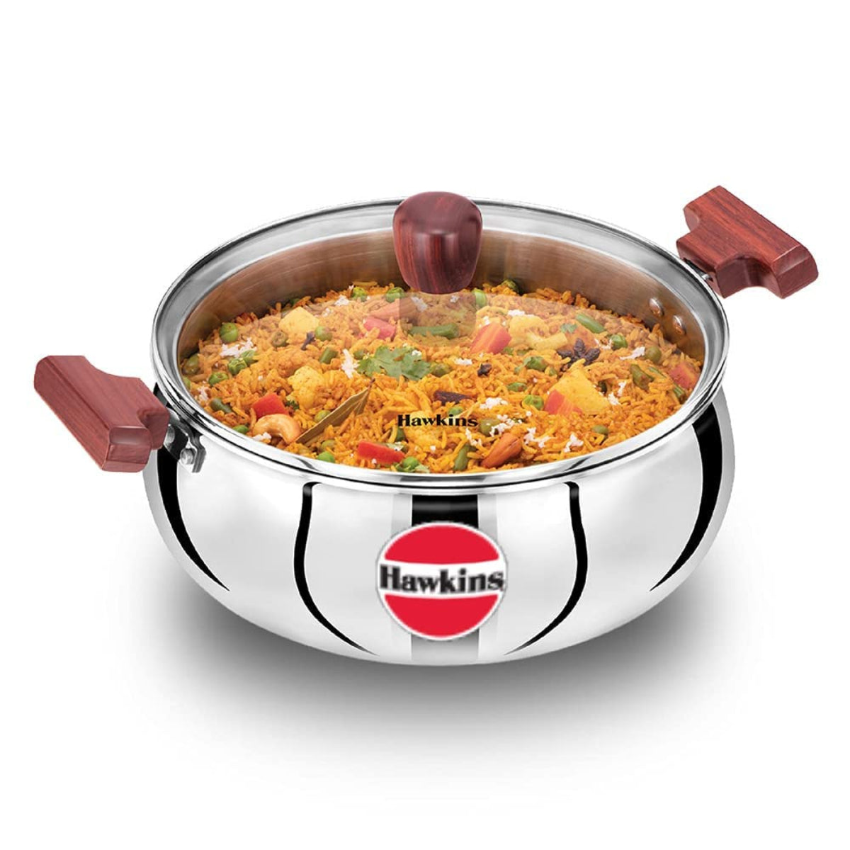 Hawkins Cook n Serve Triply Stainless Steel Handi with Glass Lid, Induction Compatible