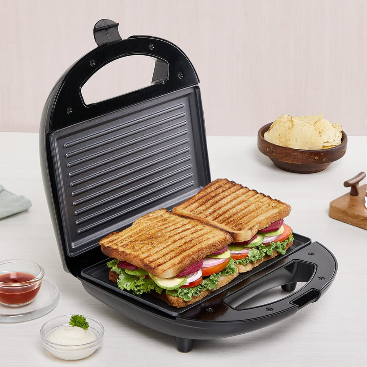 Borosil 700 Watts Neo Grill Sandwich Maker | Opens 90° , 2 Sandwich - BSM70NDG13