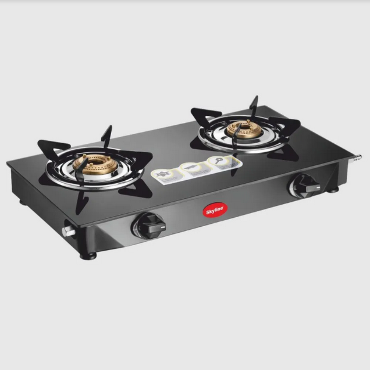 Skyline 2-Burner LPG Gas Stove with Toughened Glass & Premium Brass Burners - VTL-1717
