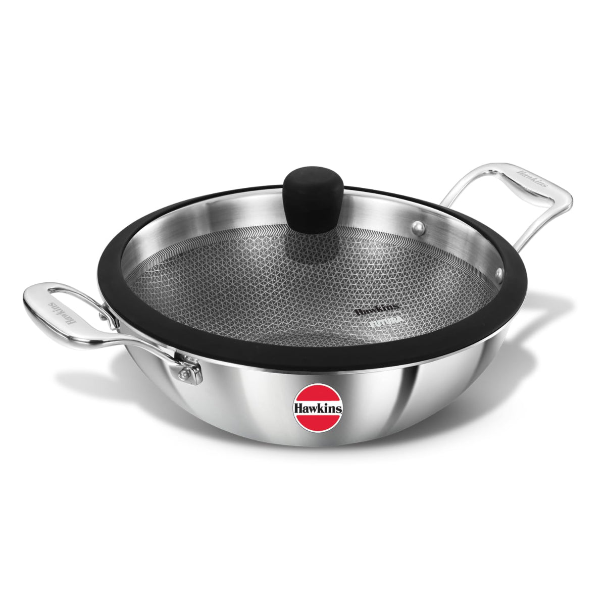 Hawkins Pro Shielded Nonstick Triply Deep-Fry Pan with Glass Lid and SS Steel Handle, Induction Compatible