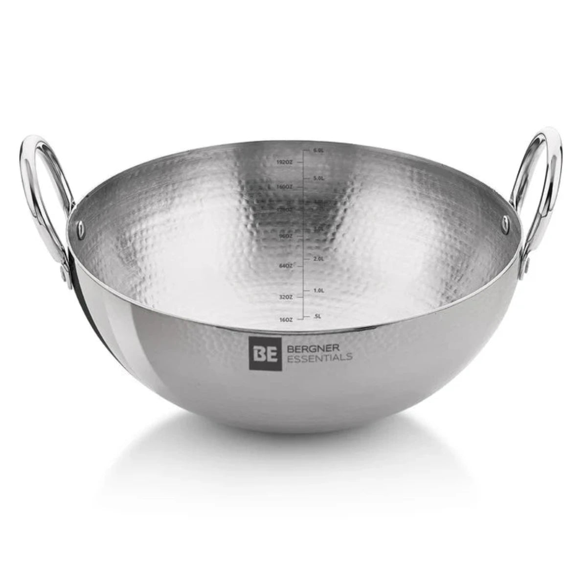 Be Bergner 32cm (6.5L) Stainless Steel Hammered Kadhai, (Induction Base)