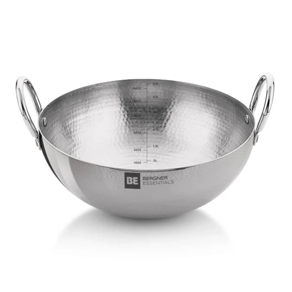 Be Bergner 30cm (5.8L) Stainless Steel Hammered Kadhai, (Induction Base)