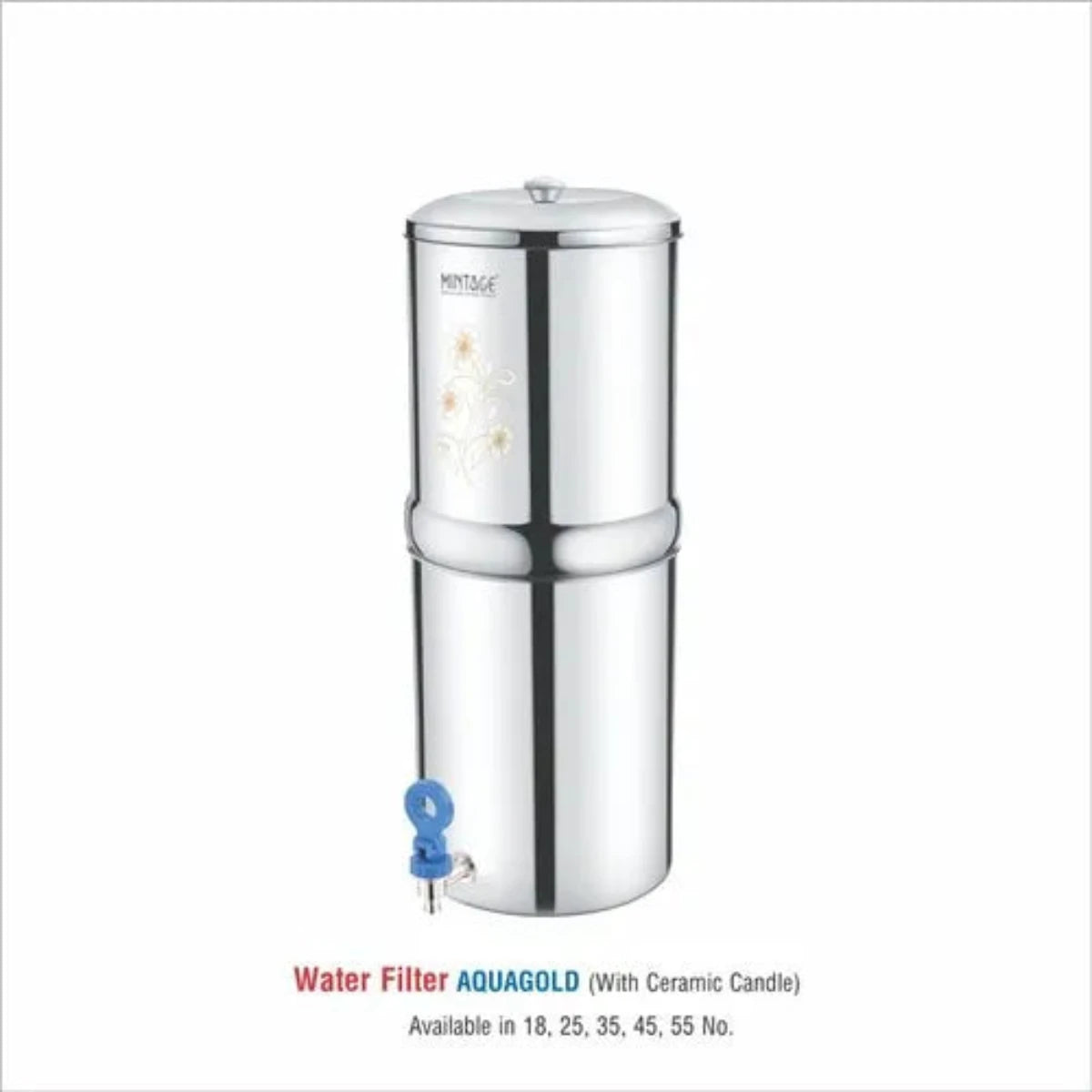 Mintage Stainless Steel Water Filter Aquagold 25L with Ceramic 2 Candle - WFA-25