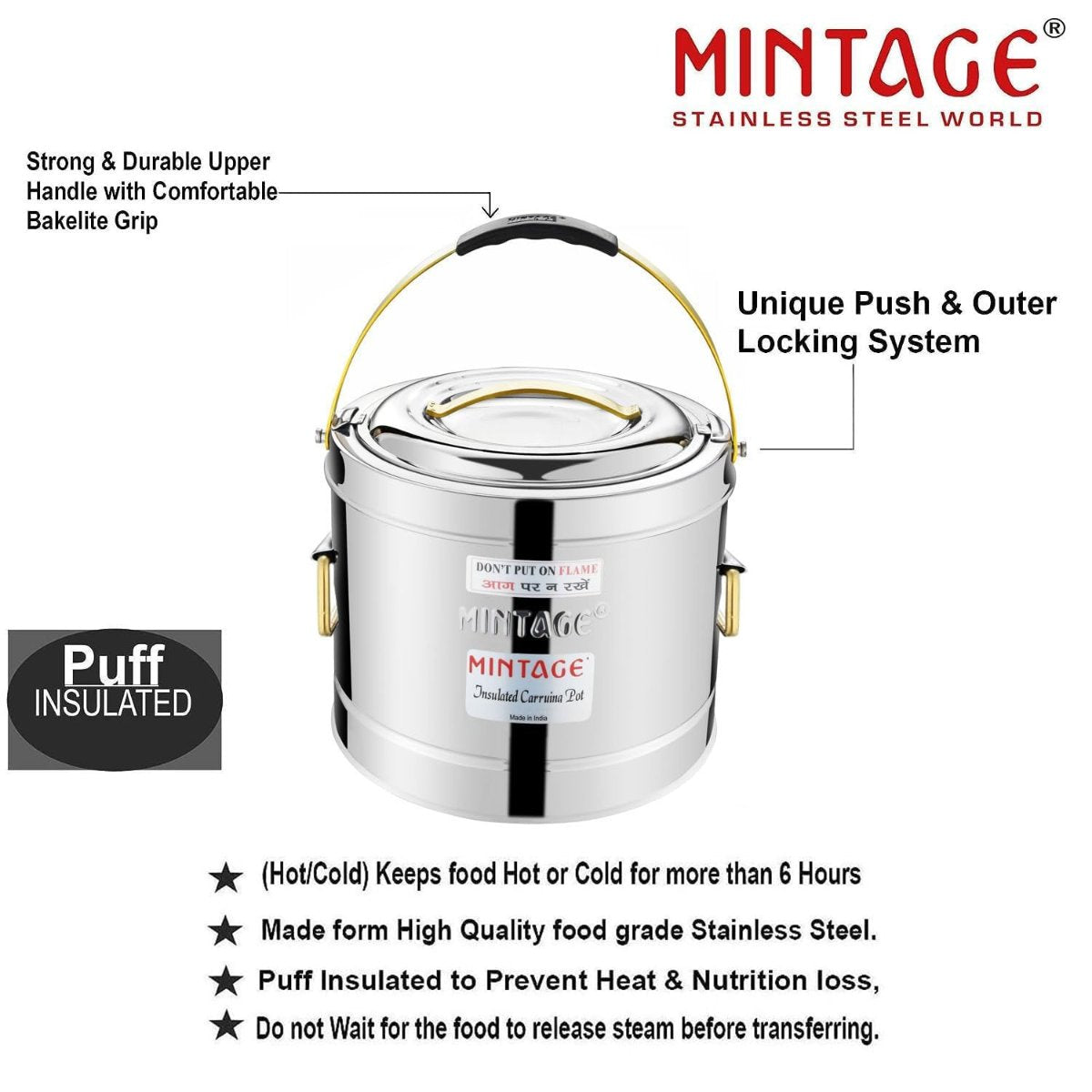 Mintage Stainless Steel Hot/Cold Hot Pot Orbit 15L with Upper & Side Handle HP15
