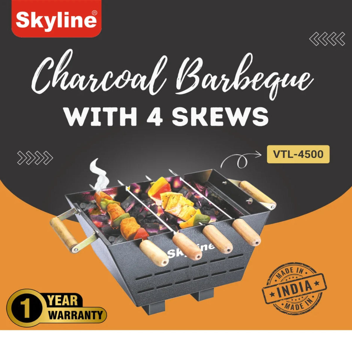 Skyline Charcoal Barbeque with 4 Skews - VTL-4500