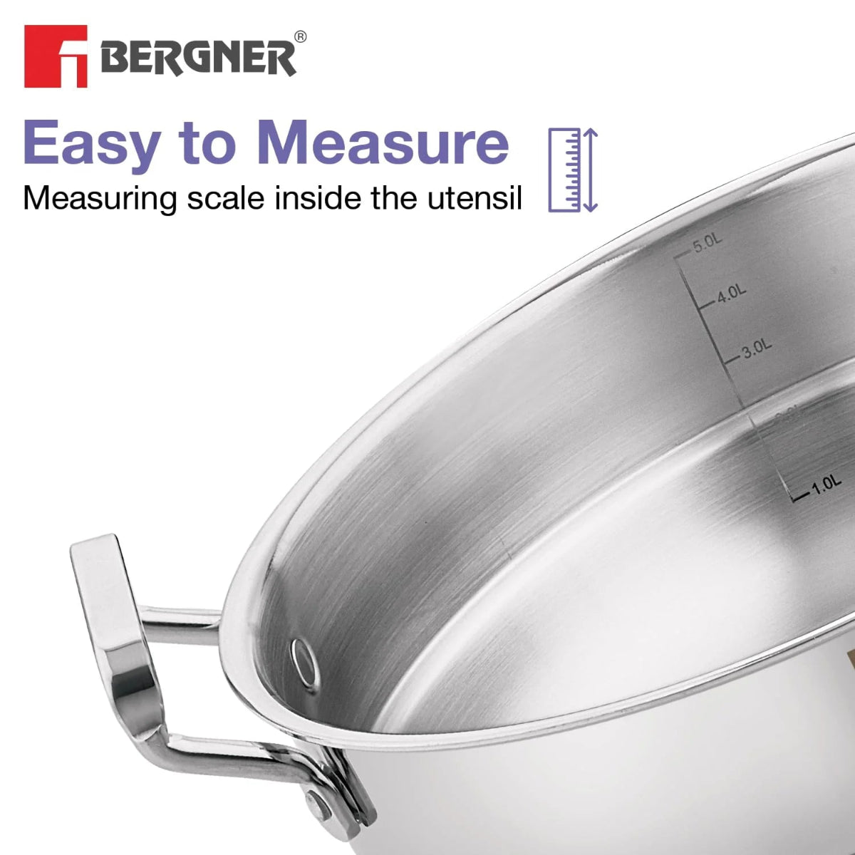 Bergner Essentials Triply Stainless Steel 27cm Multi Kadhai with 6 Plates - Induction Compatible - 6308