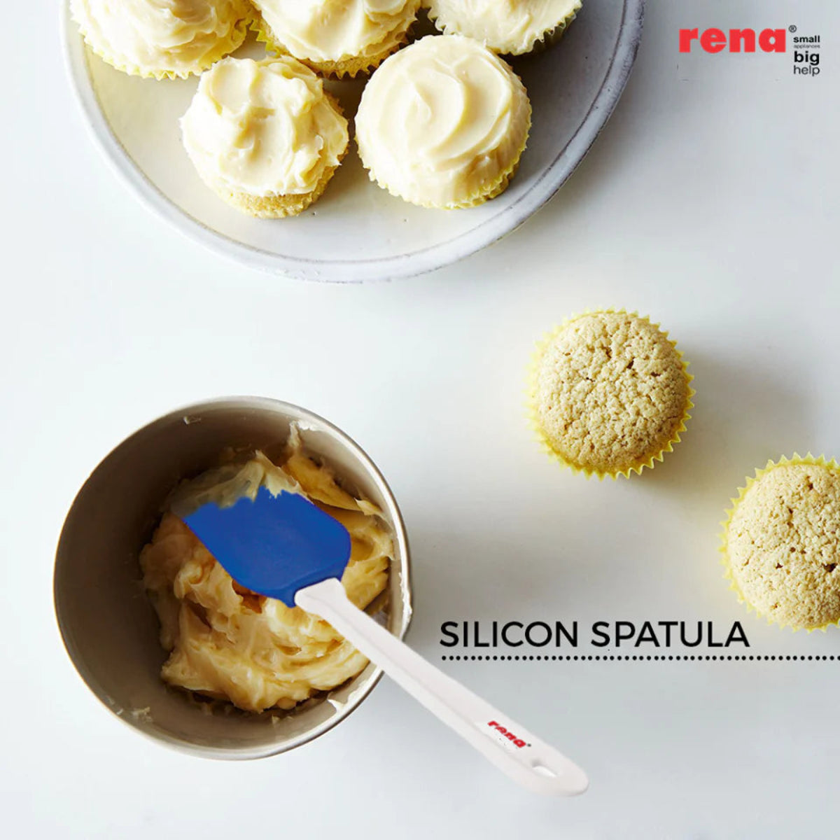 Rena Silicone Cupped Spatula | Total Length 250 mm | Very Comfortable Tool for Also Removing Sauces Out of Jars - 30401