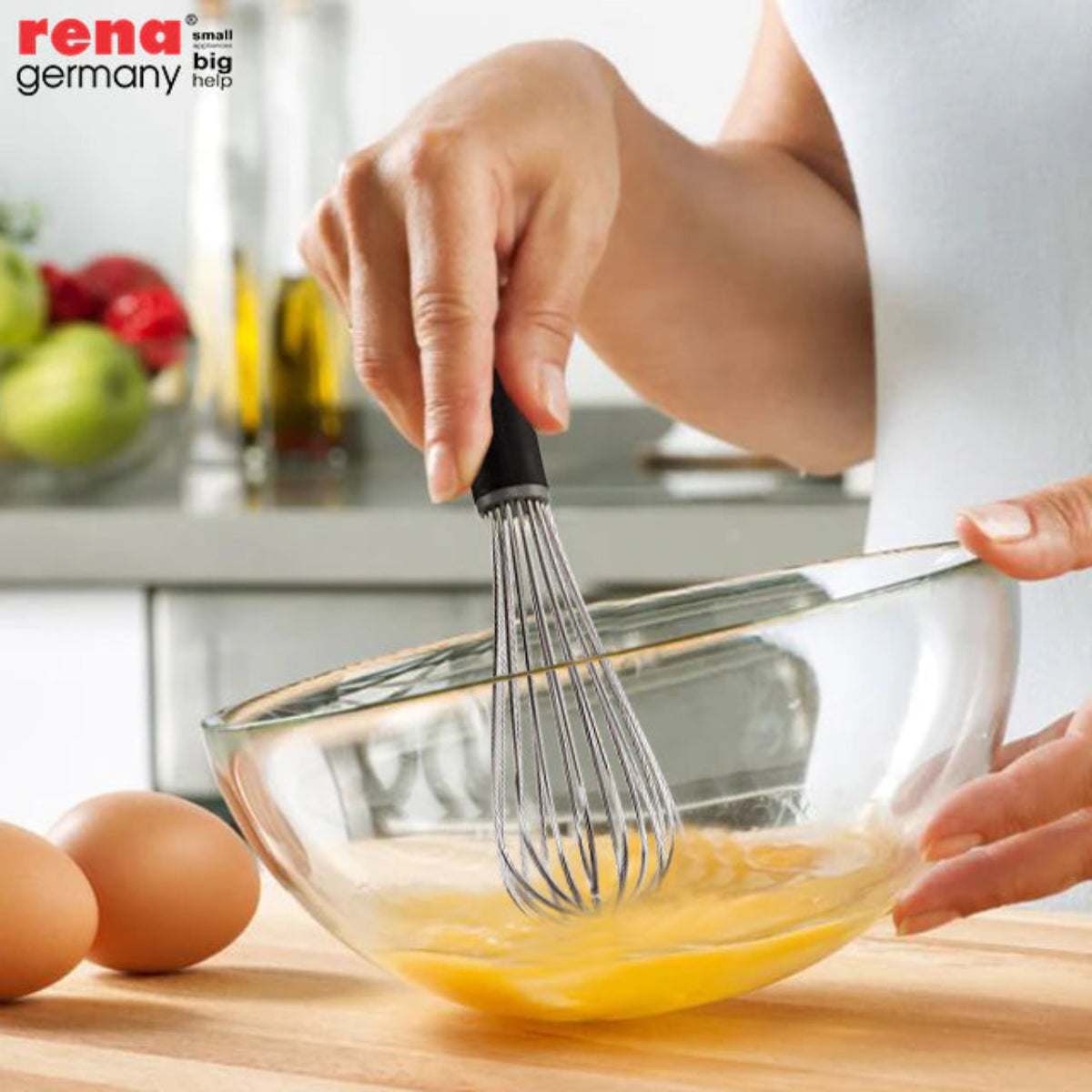 Rena Nylon Plastic Handle Whisk Stainless Steel 12" | Total Length 30 cm - 12302