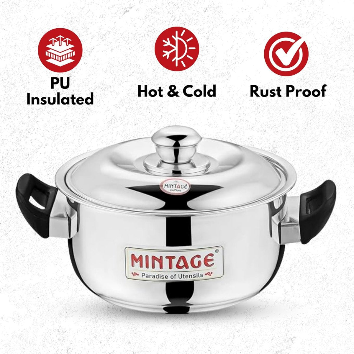 Mintage Stainless Steel Casserole Divine With Handle and Lid - 1500 ml - CDV-15