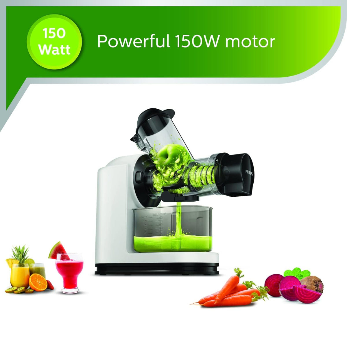 Philips Masticating Slow Juicer 150 Watt, Quick Clean, - HR1887/81
