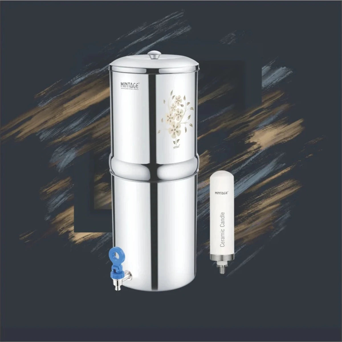 Mintage Stainless Steel Water Filter Aquagold 45L with Ceramic 4 Candle - WFA-45