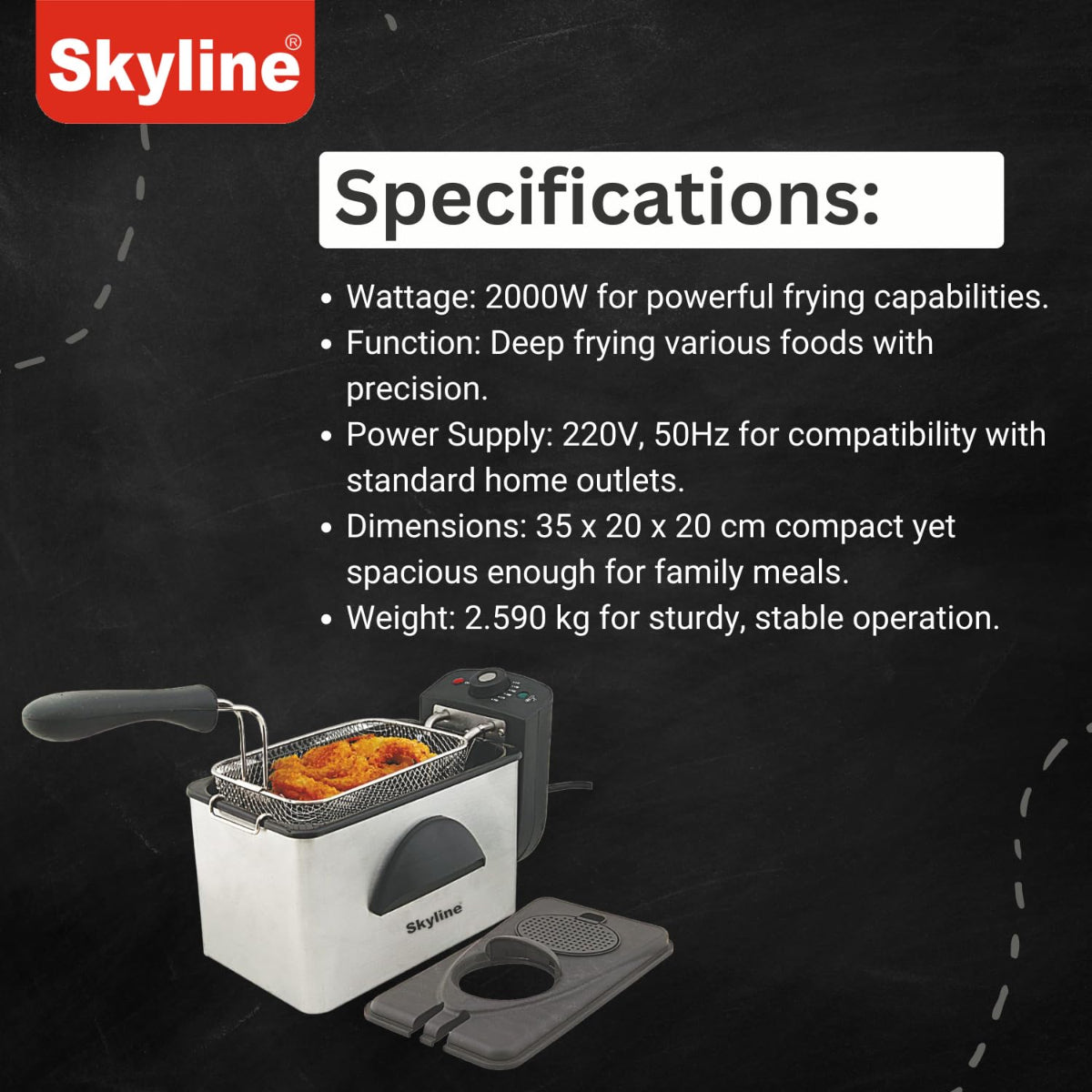 Skyline 2000 Watts, 2 Liter Deep Fryer - VTL-5424