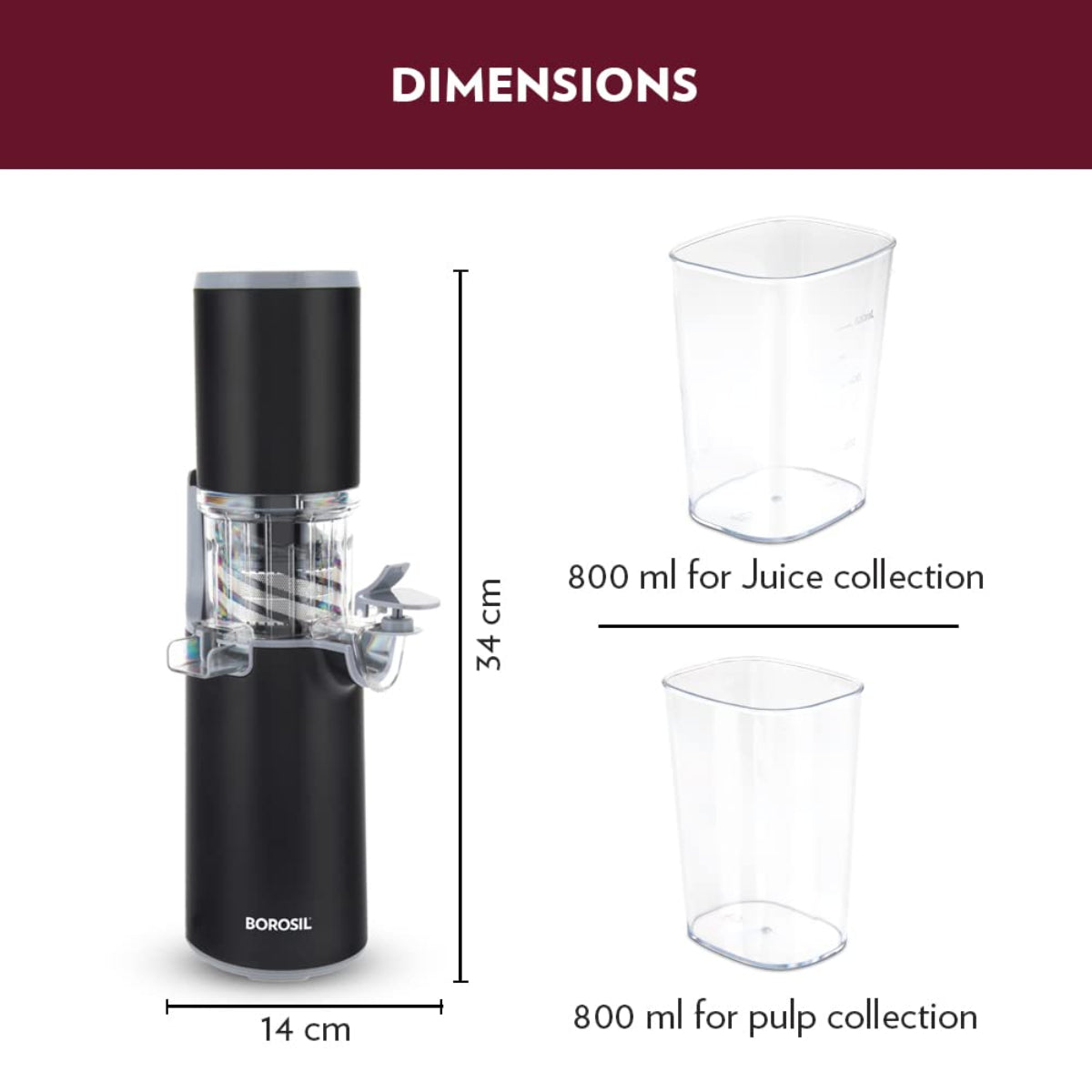 Borosil 130 Watts Easy Juice Cold Press Slow Juicer - BSJU13WB01