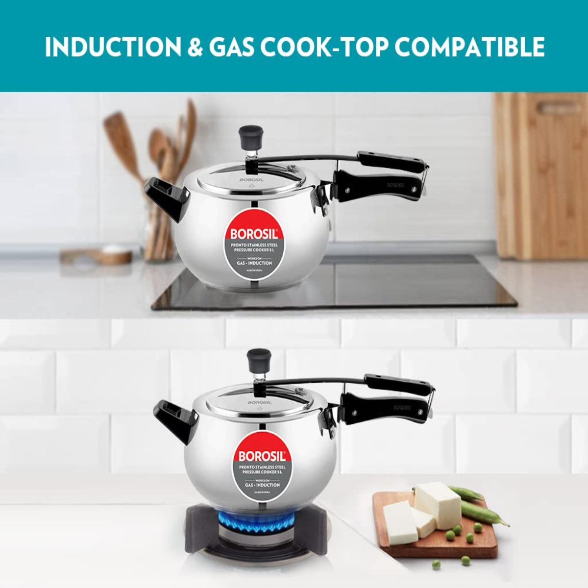 Borosil Pronto Stainless Steel 3 Liter Pressure Cooker, Induction - CFPC3LSH03S