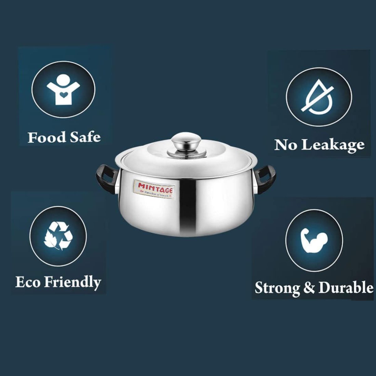 Mintage Stainless Steel Casserole Harmony Belly With Handle & Lid 4000 ml CHM-04