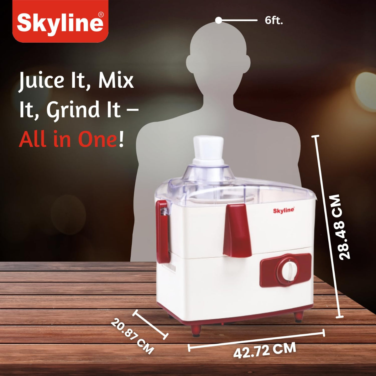Skyline 500W Juicer Mixer Grinder with 2 Jars High-Performance Motor - VTL-6000