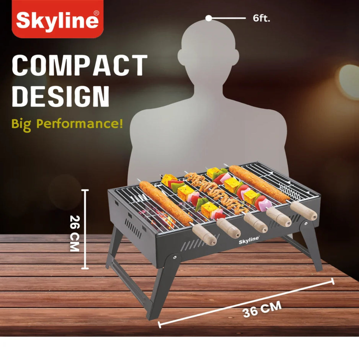 Skyline Charcoal Barbeque Foldable with 5 Skews - VTL-4700
