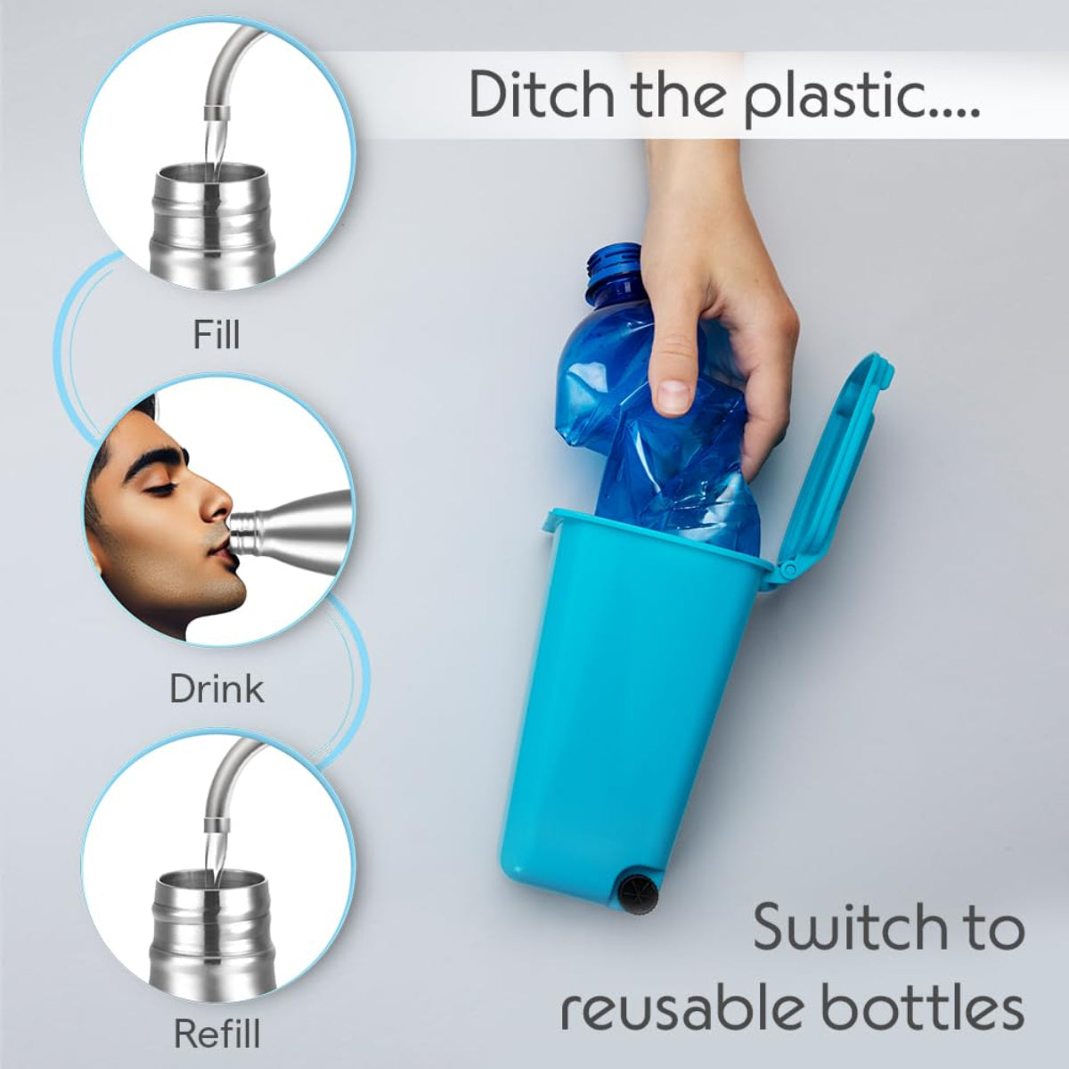 Borosil Hydra Bolt Steel Stainless Steel Water Bottle
