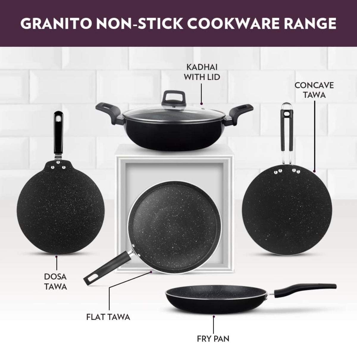 Borosil Granito Non-Stick Flat Tawa, Induction Friendly 30 cm - NSFT30GR03