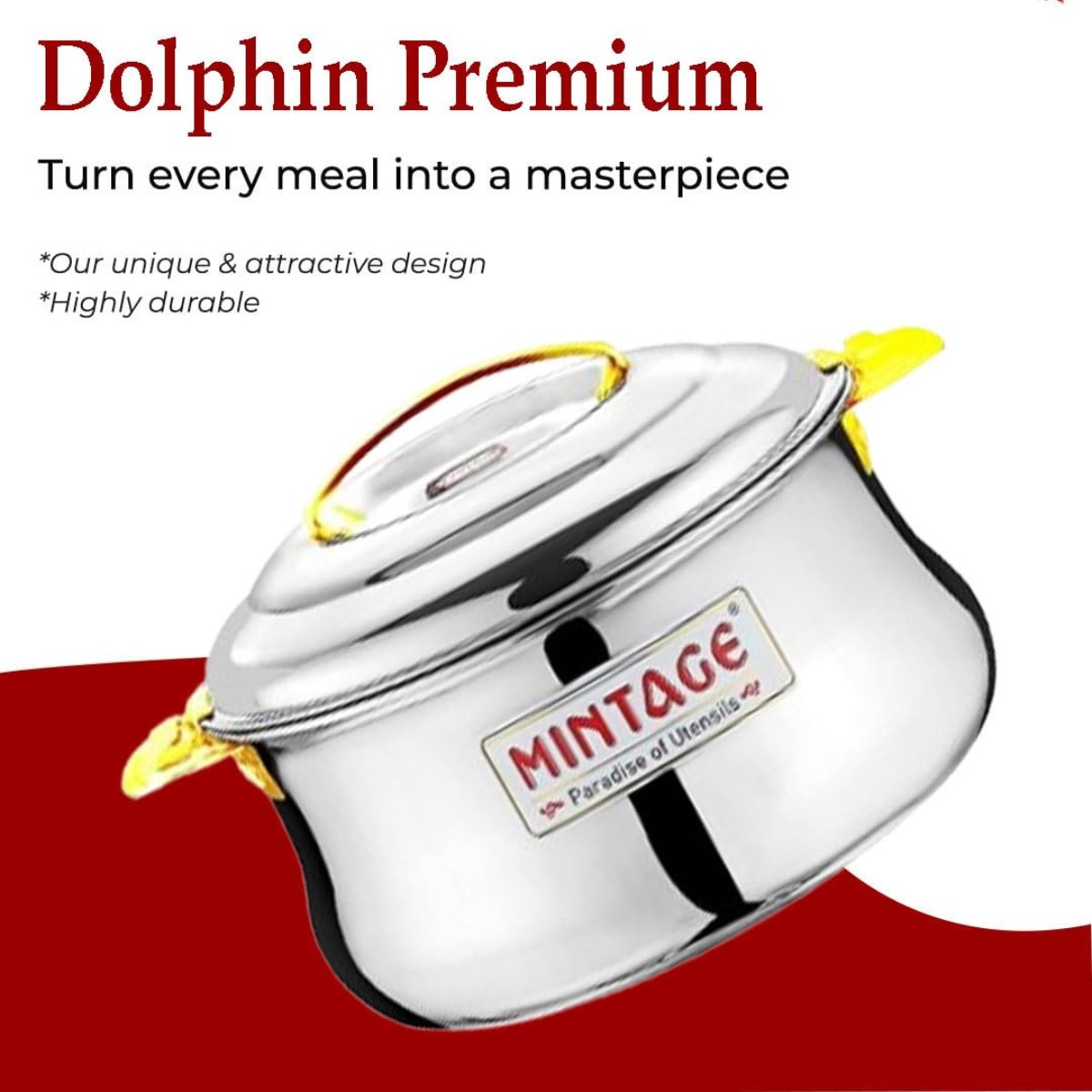 Mintage Stainless Steel Casserole Dolphin (Lock n Lock) with Lid 4000 ml, CDP-04