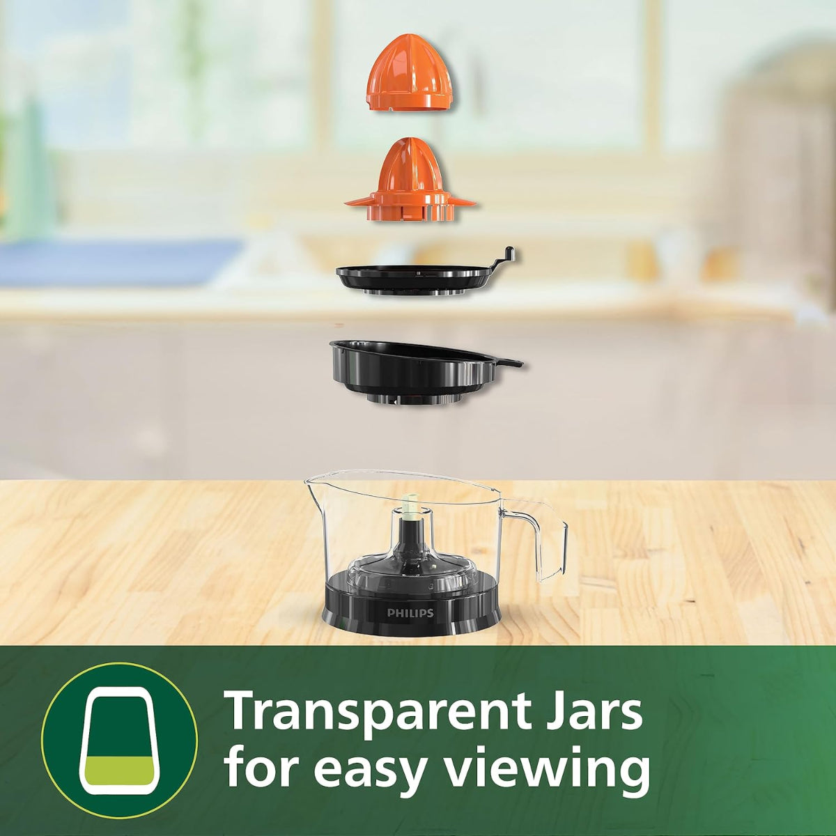 Philips Citrus Press Juicer 25Watt 0.5 Liter, Transparent & Black - HR2777/00