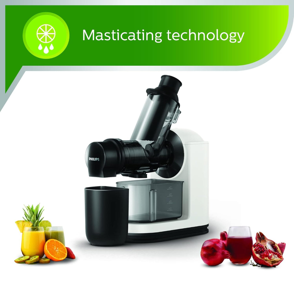 Philips Masticating Slow Juicer 150 Watt, Quick Clean, - HR1887/81