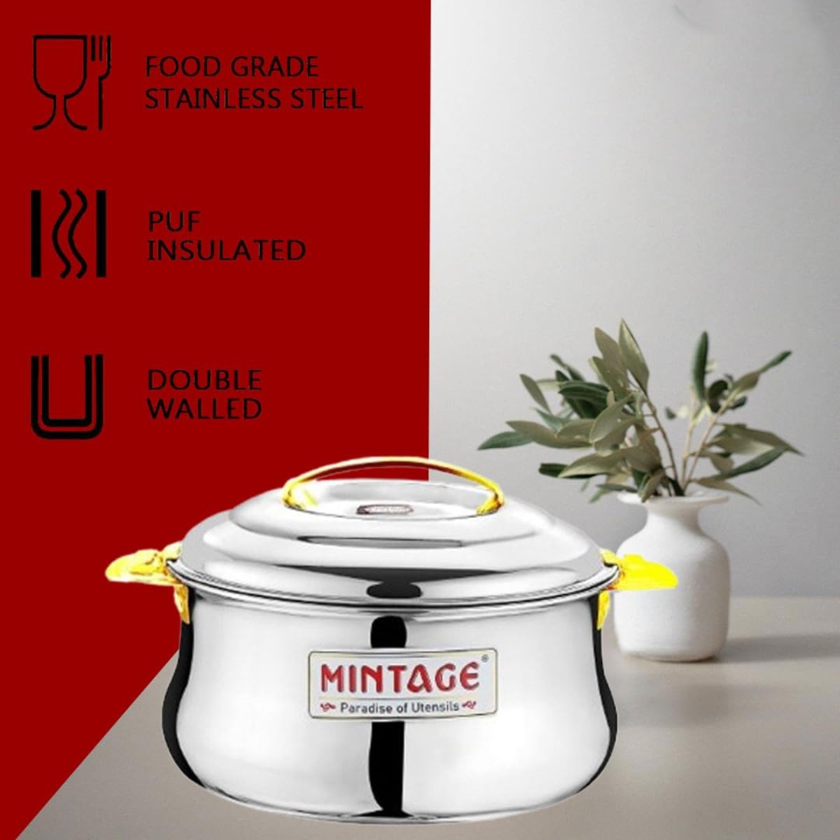 Mintage Stainless Steel Casserole Dolphin (Lock n Lock) with Lid 1500 ml, CDP-15