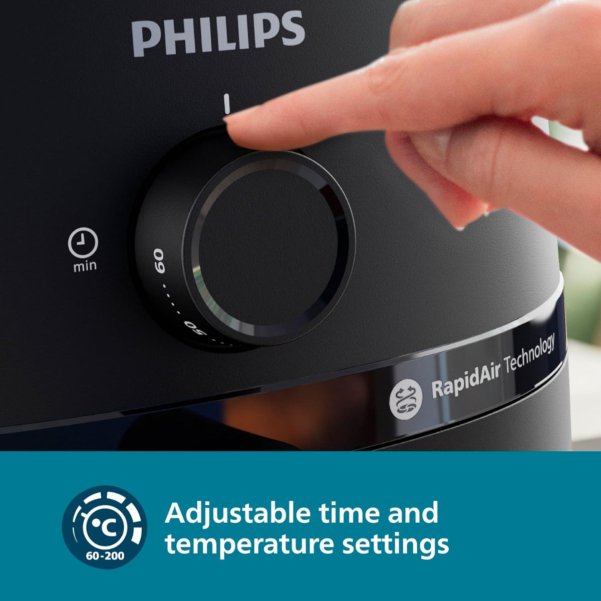 Philips Air Fryer 1700W (6.2 Liter) with Rapid Air Technology (Black) - NA130/00