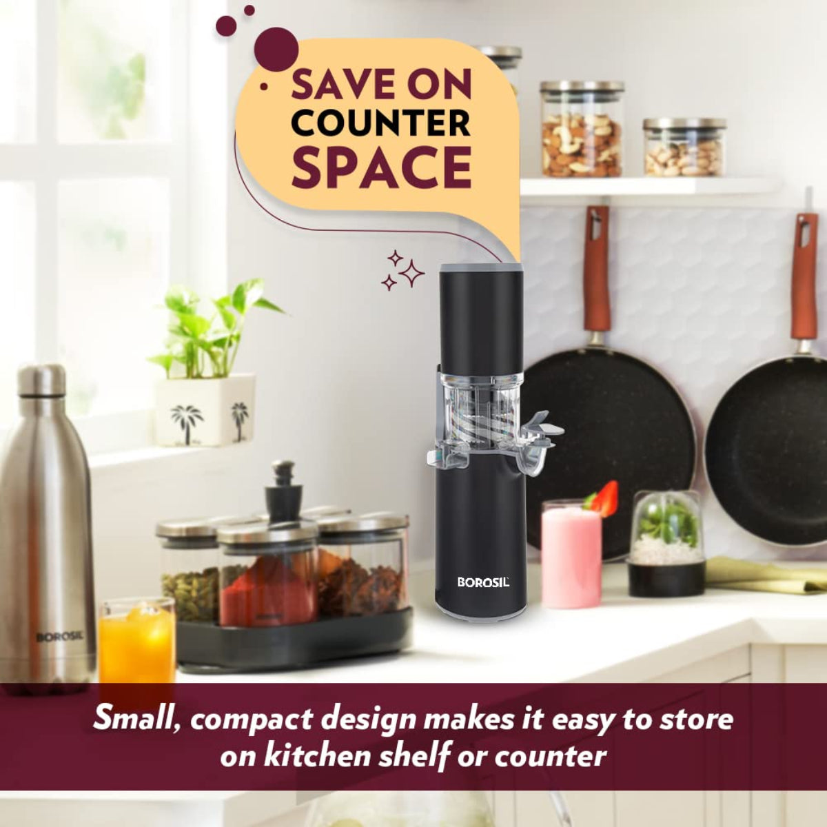 Borosil 130 Watts Easy Juice Cold Press Slow Juicer - BSJU13WB01