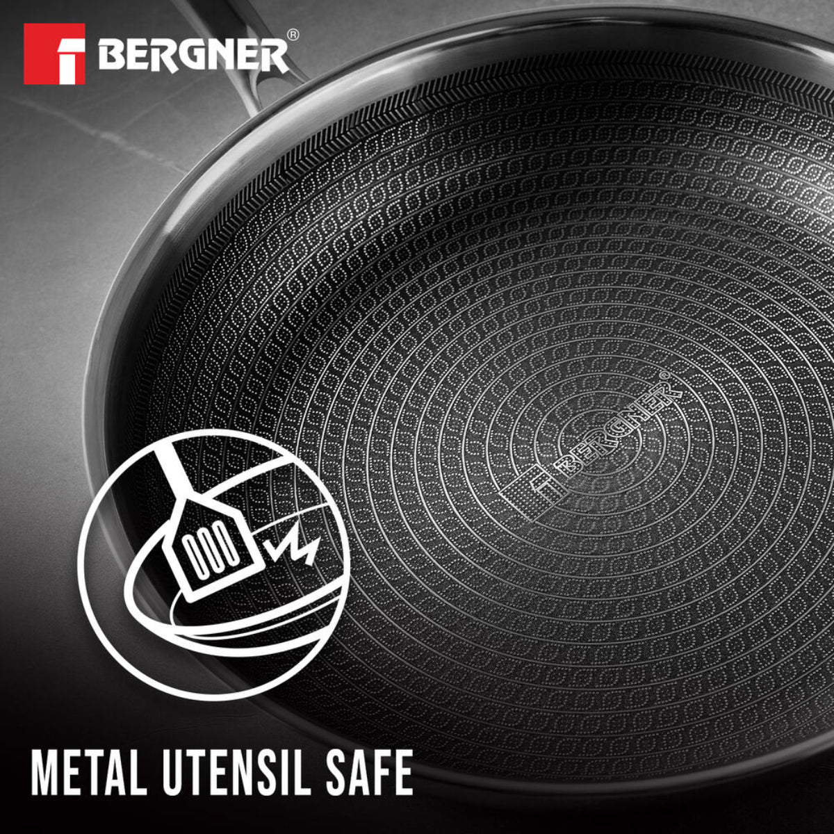 Bergner Hitech Tri-Ply Stainless Steel Non-Stick Wok Lid