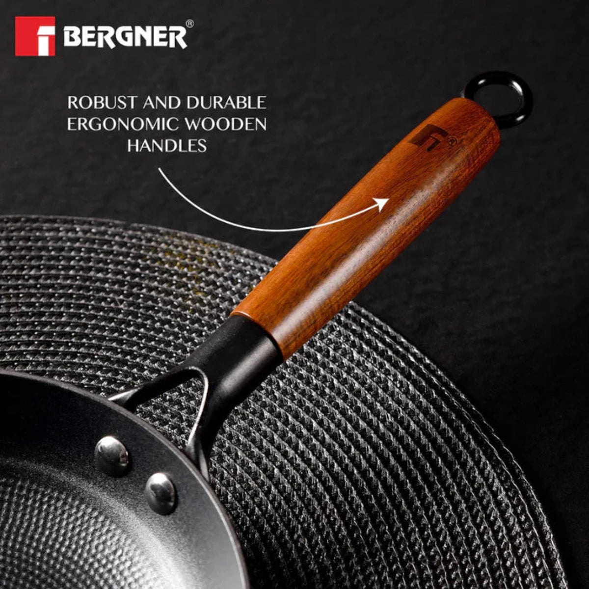 Bergner Odin 20 cm Cast Iron Frypan with Wooden Handle (Induction Base)