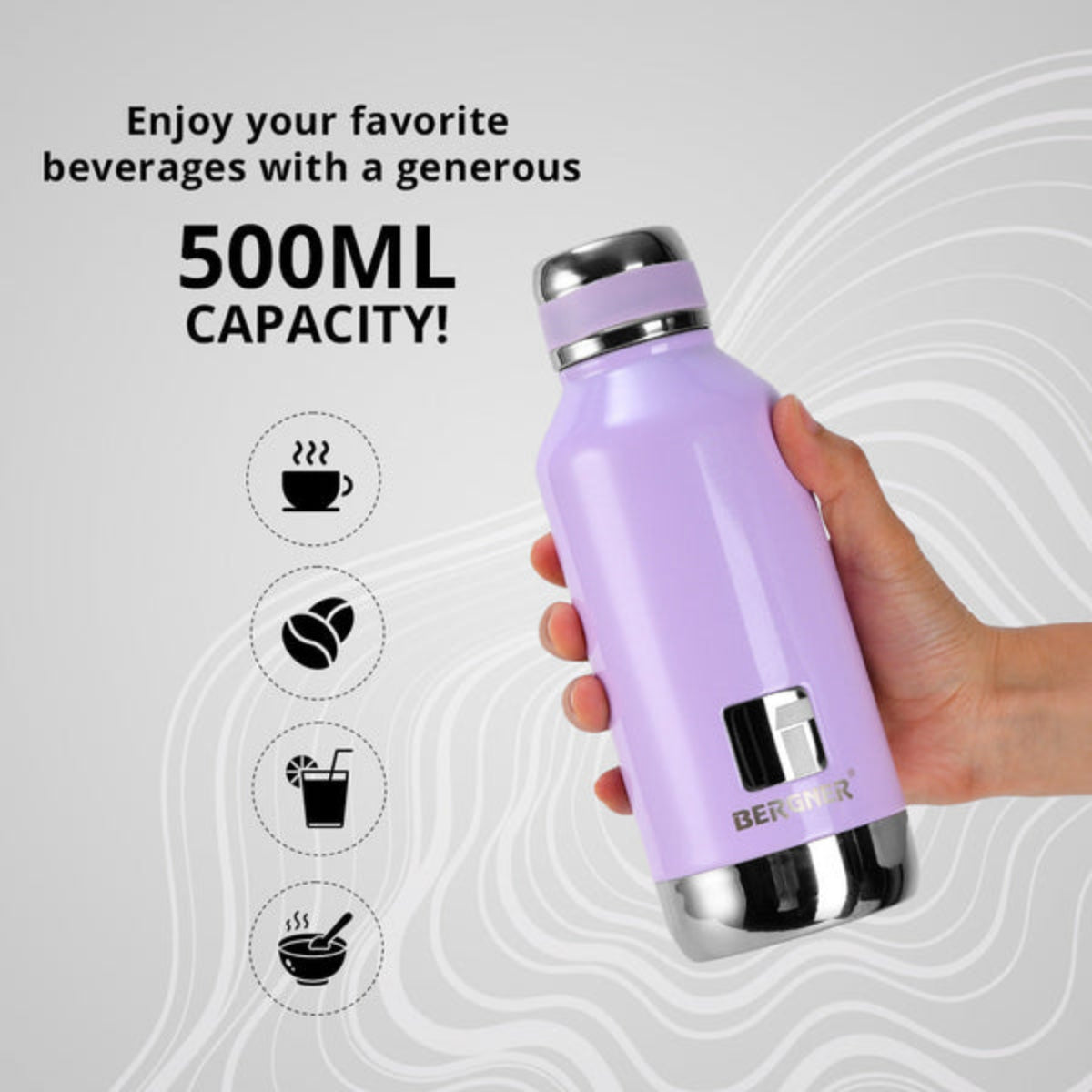 Bergner Walking Hydria Thermosteel Hot and Cold 500ml Bottle