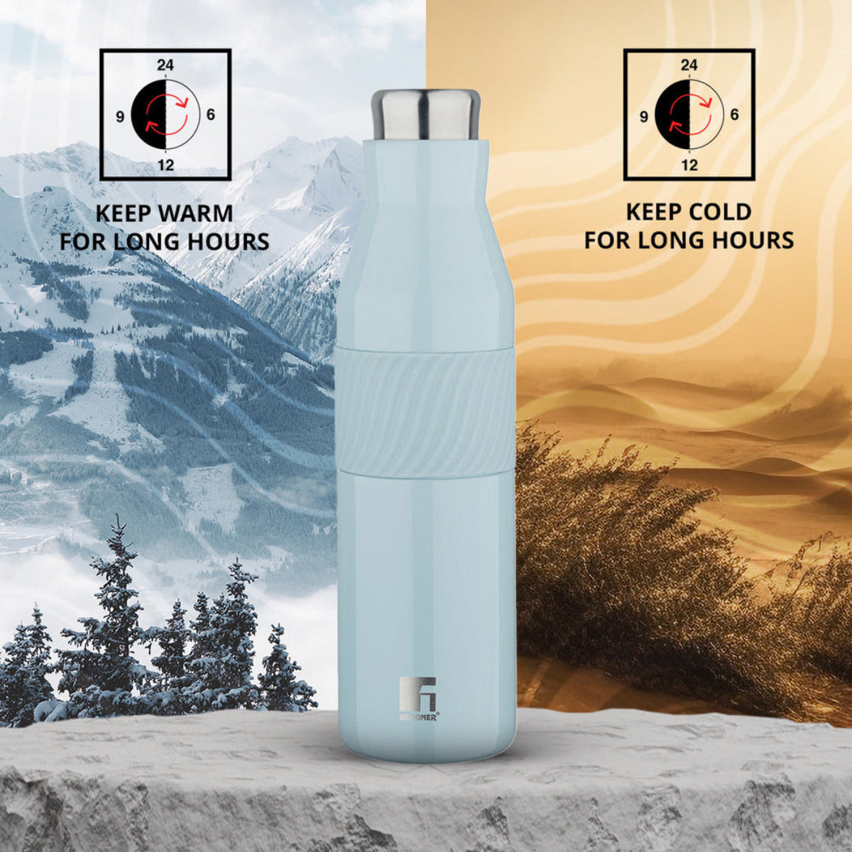 Bergner Walking Grip & Go Thermosteel Hot and Cold 600ml Flask