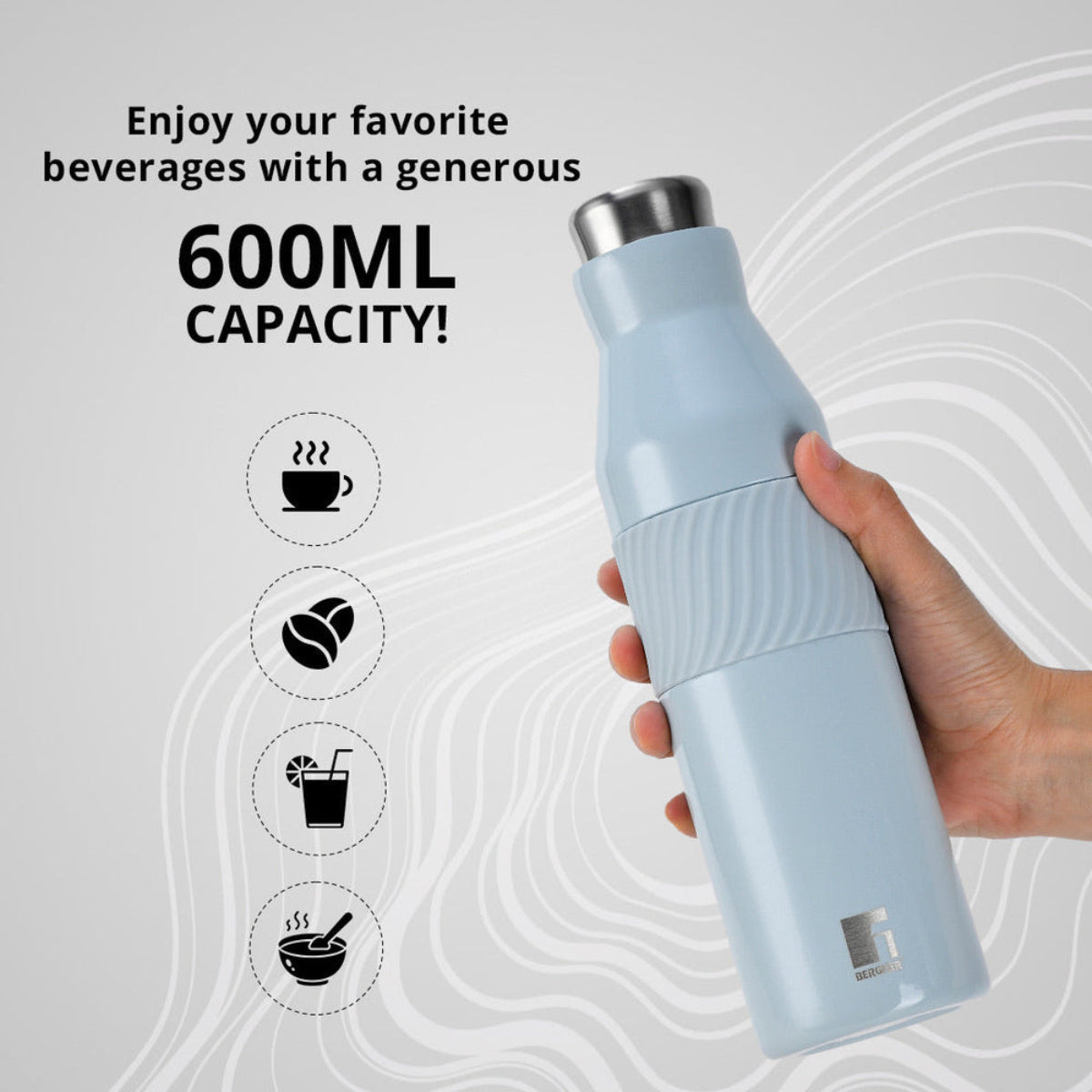Bergner Walking Grip & Go Thermosteel Hot and Cold 600ml Flask