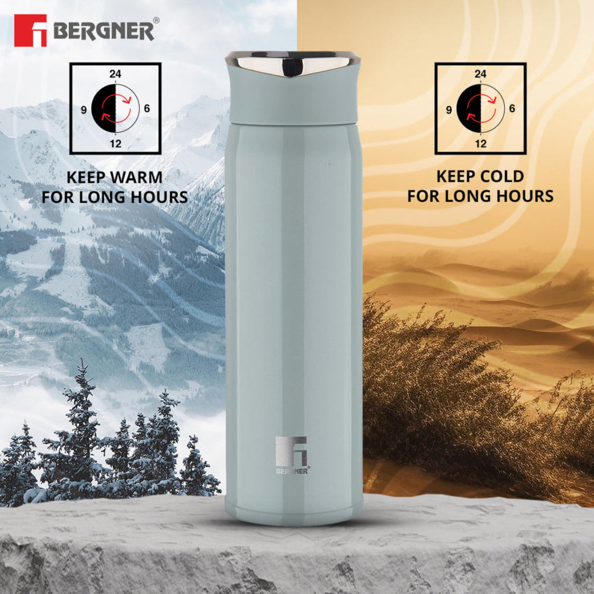 Bergner Walking CarryCask Thermosteel Hot and Cold 450ml Flask