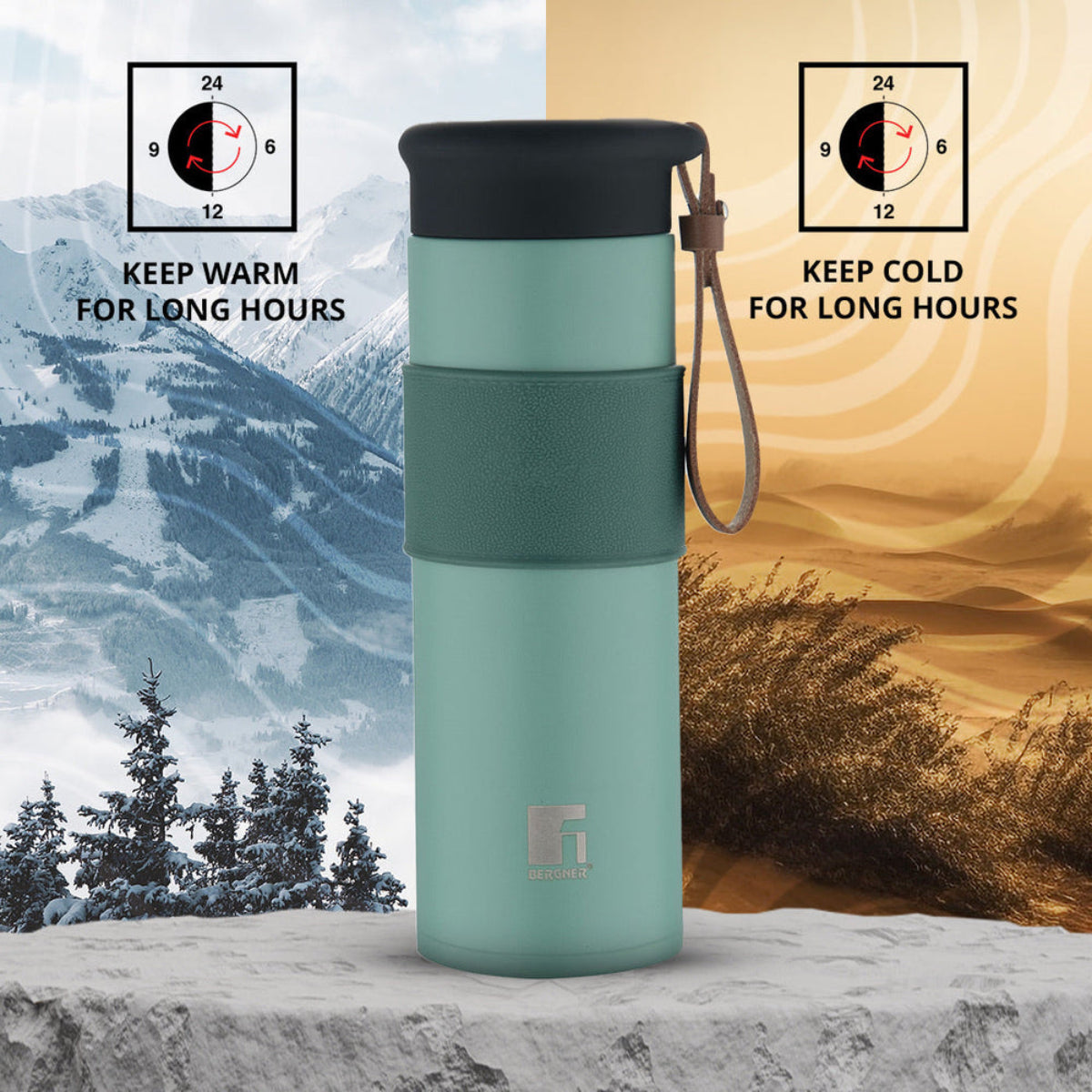 Bergner Walking Mountain Mist Thermosteel Hot and Cold 450ml Flask