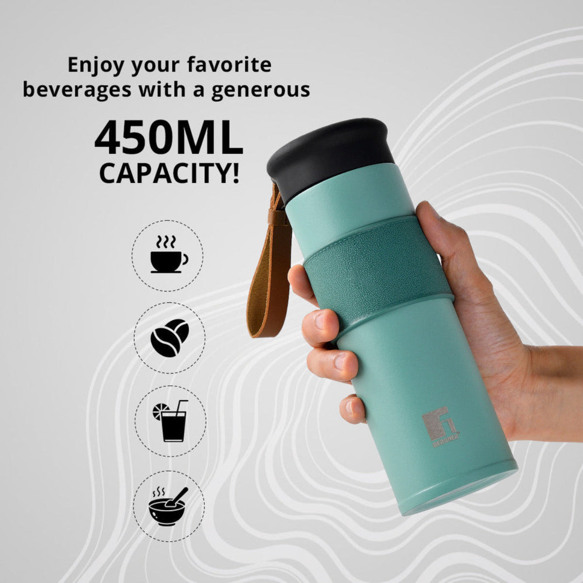 Bergner Walking Mountain Mist Thermosteel Hot and Cold 450ml Flask