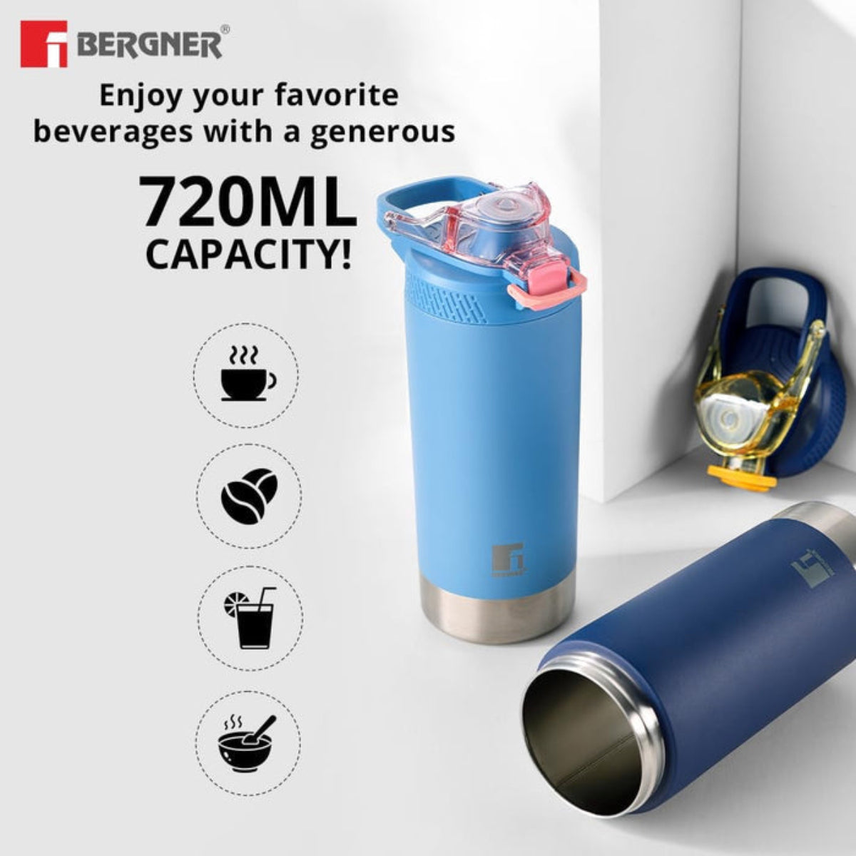 Bergner Walking Gymmate Alpha Thermosteel Hot and Cold 720ml Bottle