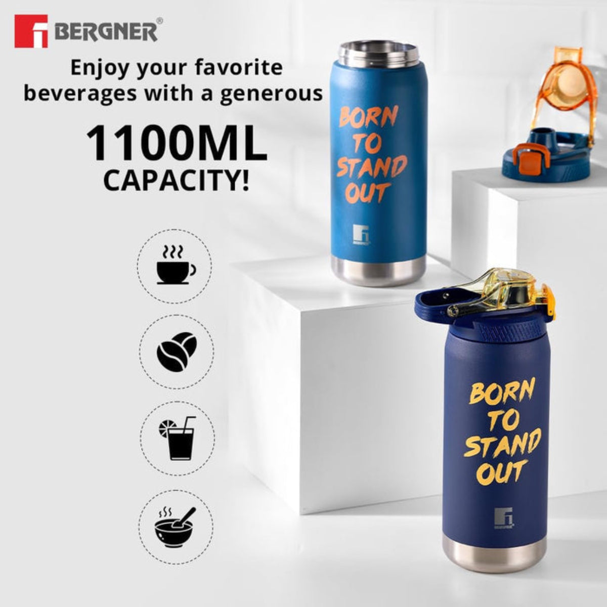 Bergner Walking AquaGymPro Thermosteel Hot and Cold 11000 ml Bottle