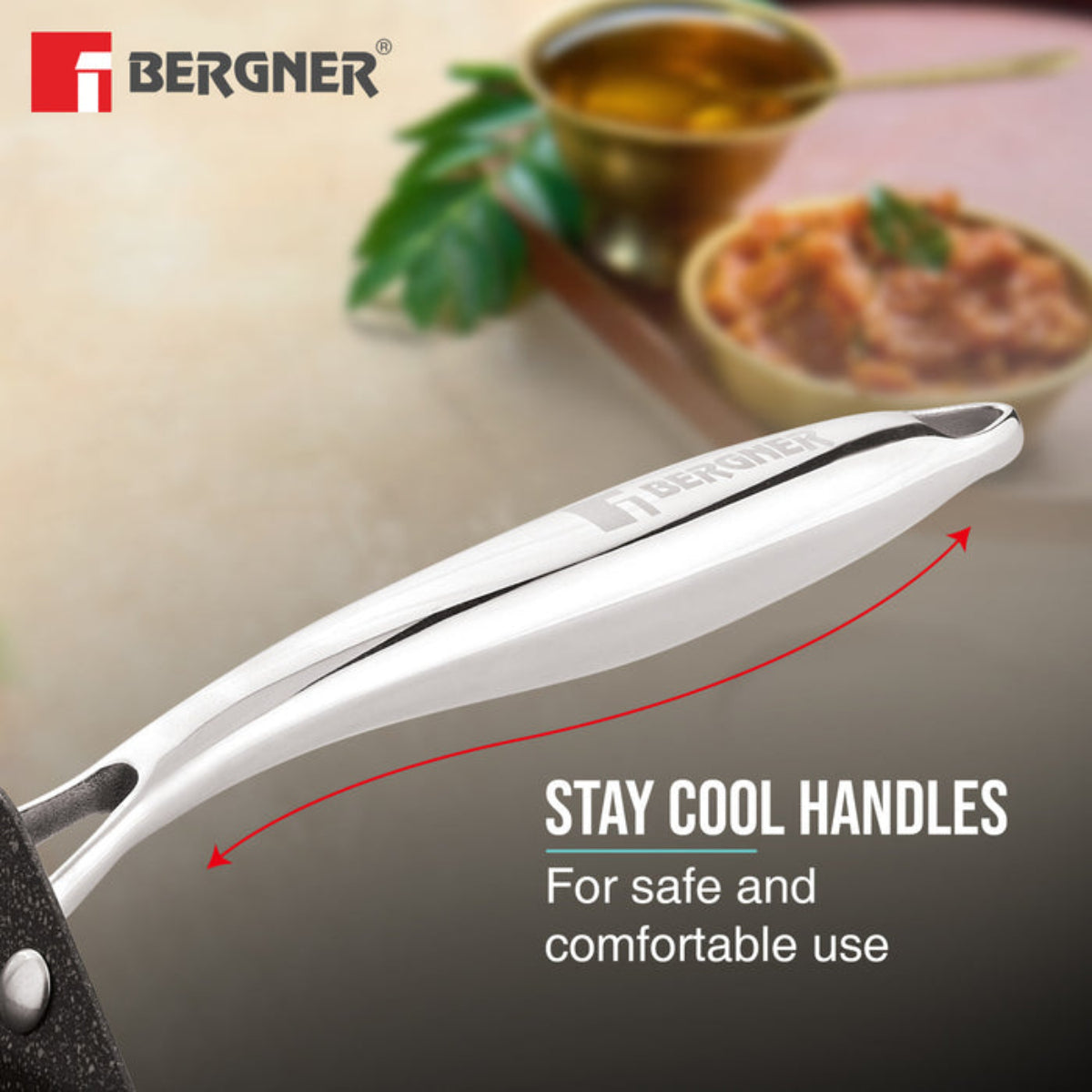 Bergner Argent Samsara Tri-Ply Stainless Steel 27cm Square Multi Tawa - Induction Bottom