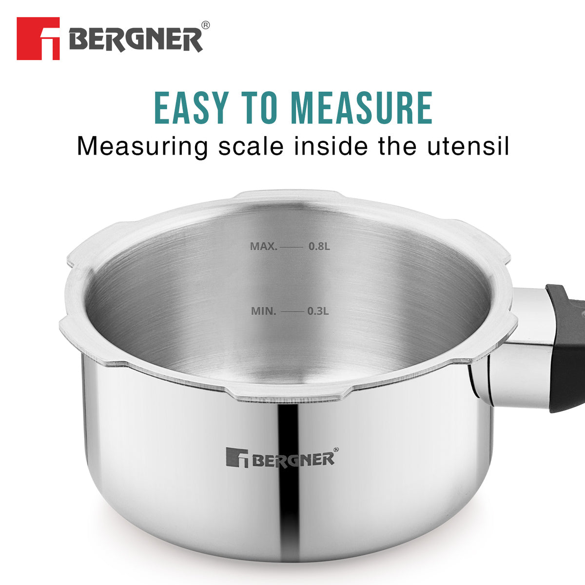 Bergner Tri-Max Junior Tri-Ply Stainless Steel 1 Litre Outer Lid Mini Pressure Cooker