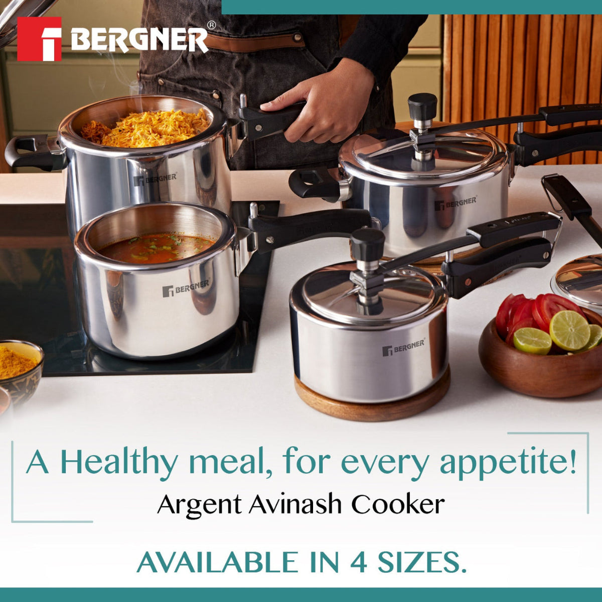 Berger Argent Avinash Tri-Ply Stainless Steel Inner Lid Pressure Cooker