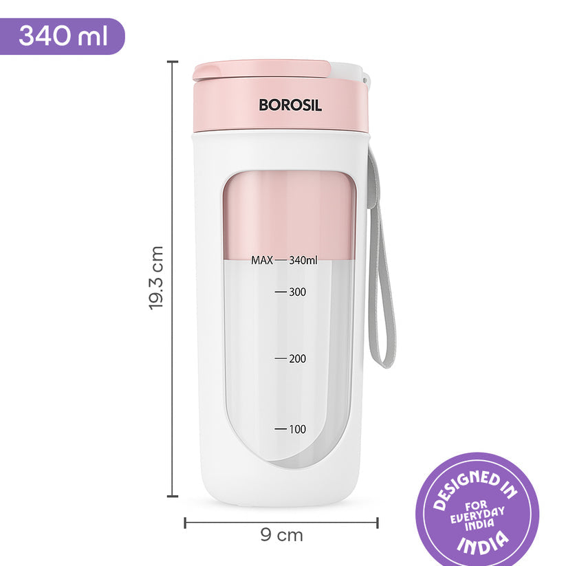 Borosil Nutrisip Portable Blender, Blue & Pink , 40 W