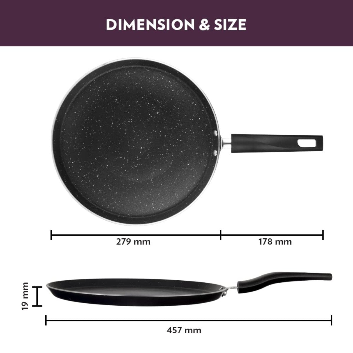 Borosil Granito Non-Stick Flat Tawa, Induction Friendly 25 cm - NSFT25GR01