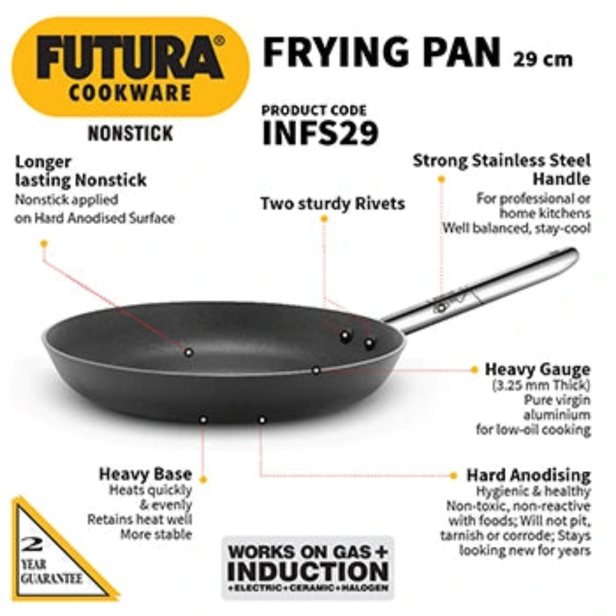 Futura By Hawkins Induction Compatible Nonstick Frying Pan 29 cm