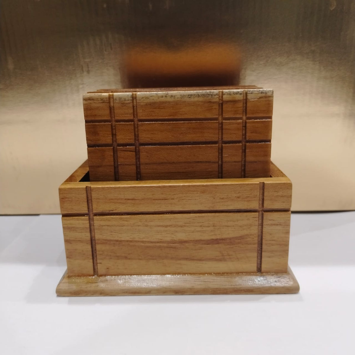 Rewashable Wooden Antique Coasters with Stand | Premium Quality Solid Wood