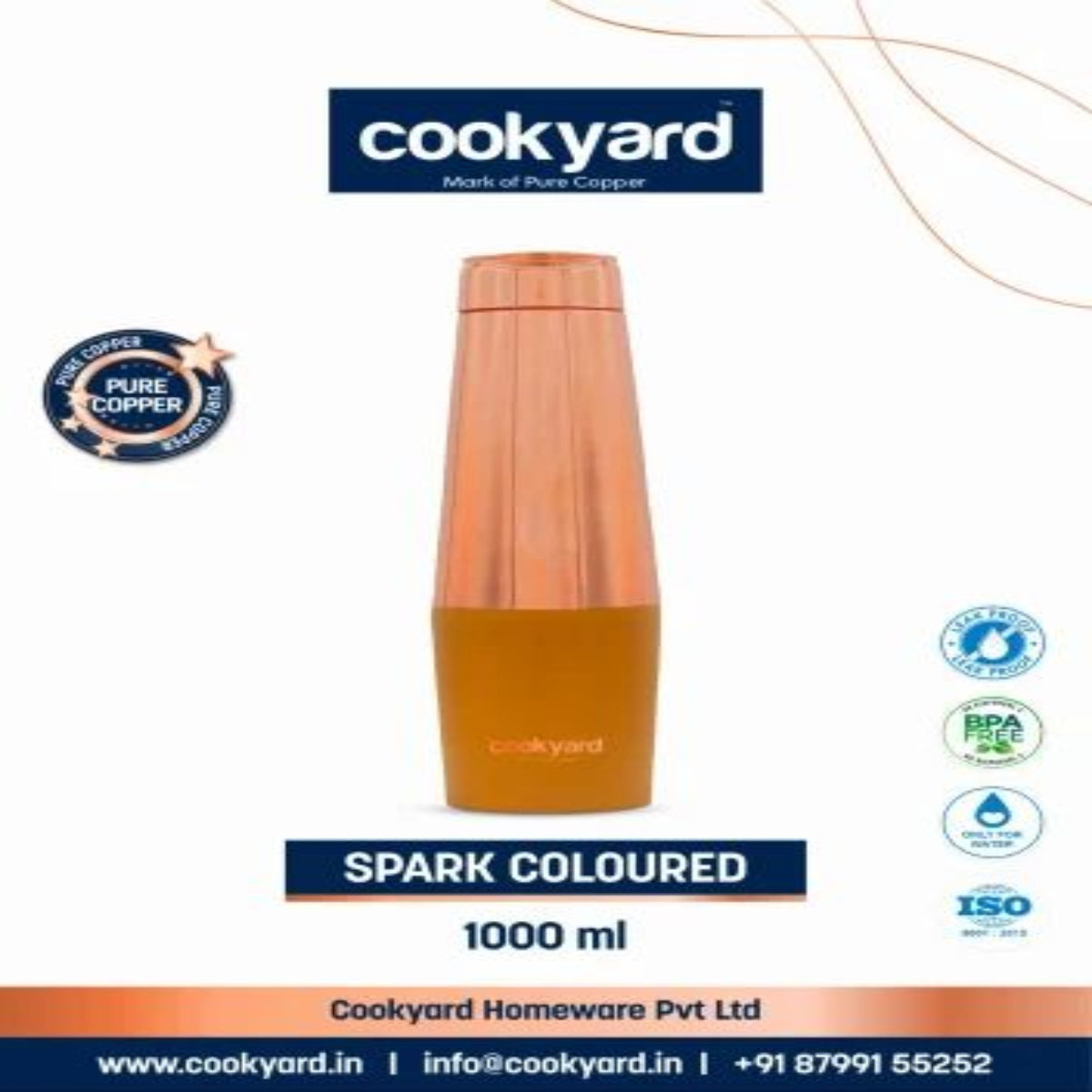 Cookyard Spark Coloured Copper Water Bottle