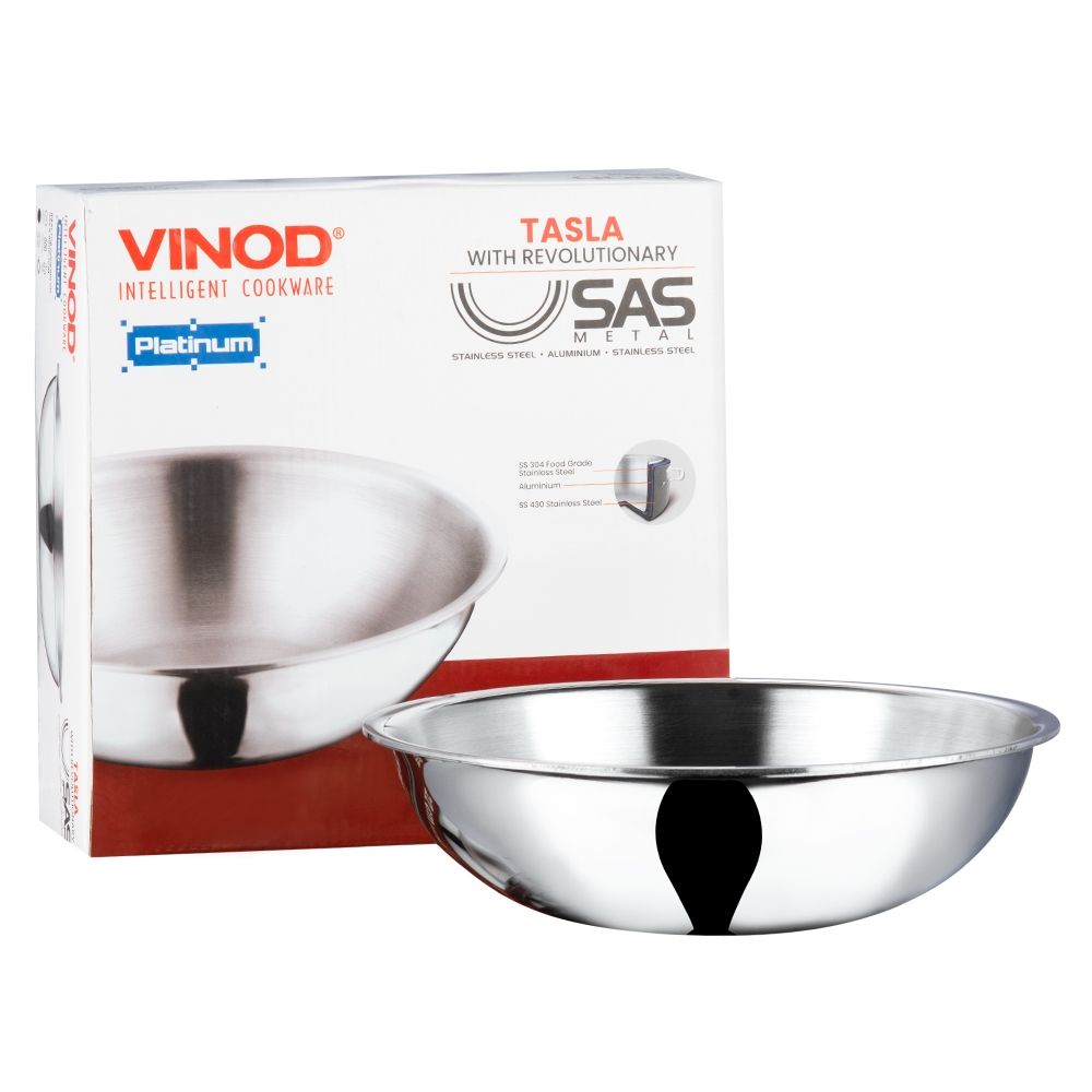 Vinod Platinum Stainless Steel Tasla 26 cm 3.2 Liter Induction Friendly PTT26