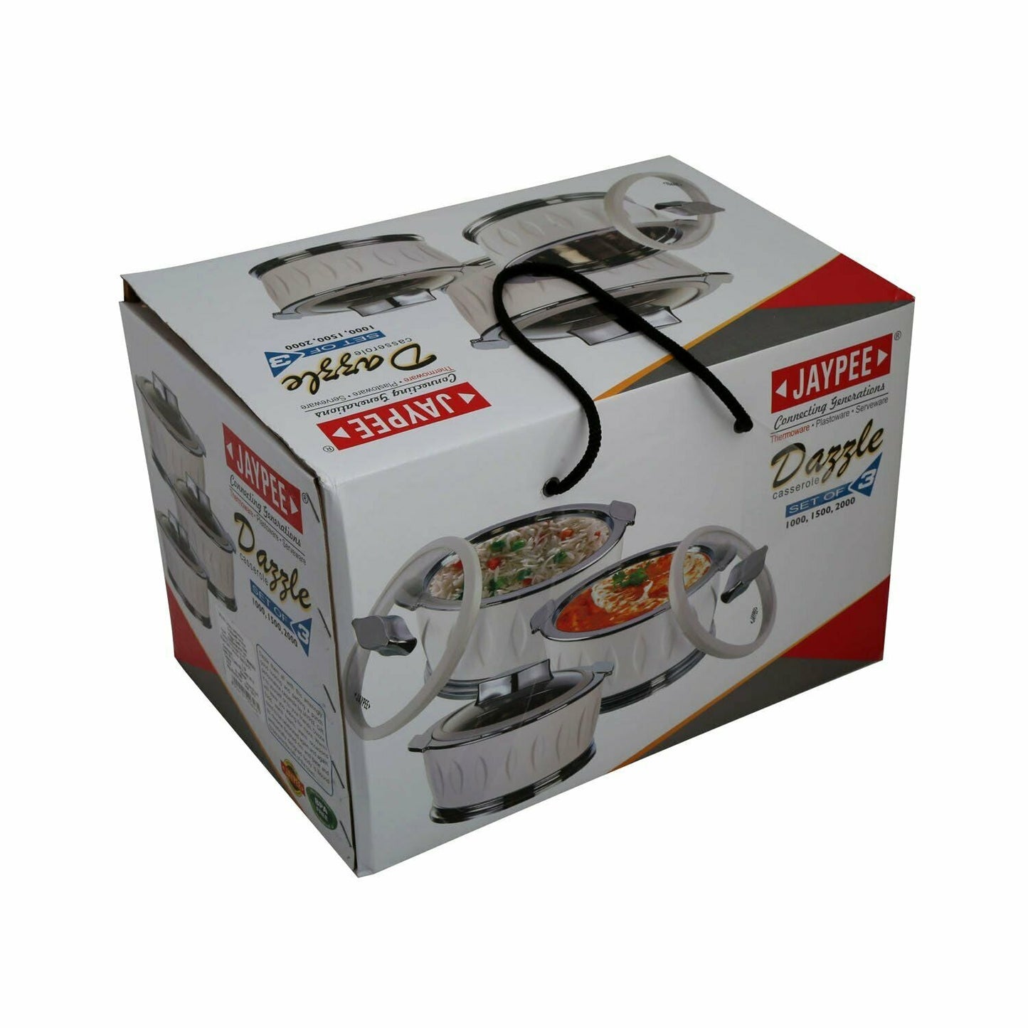 Jaypee Dazzle Beige Set of 3 Casserole Hot Pot Set 1000+1500+2000 ml Jr Gift Set