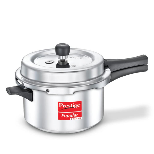 Prestige Popular Svachh Virgin Aluminium Spillage Control 4 Liter Outer Lid Pressure Cooker - 10166